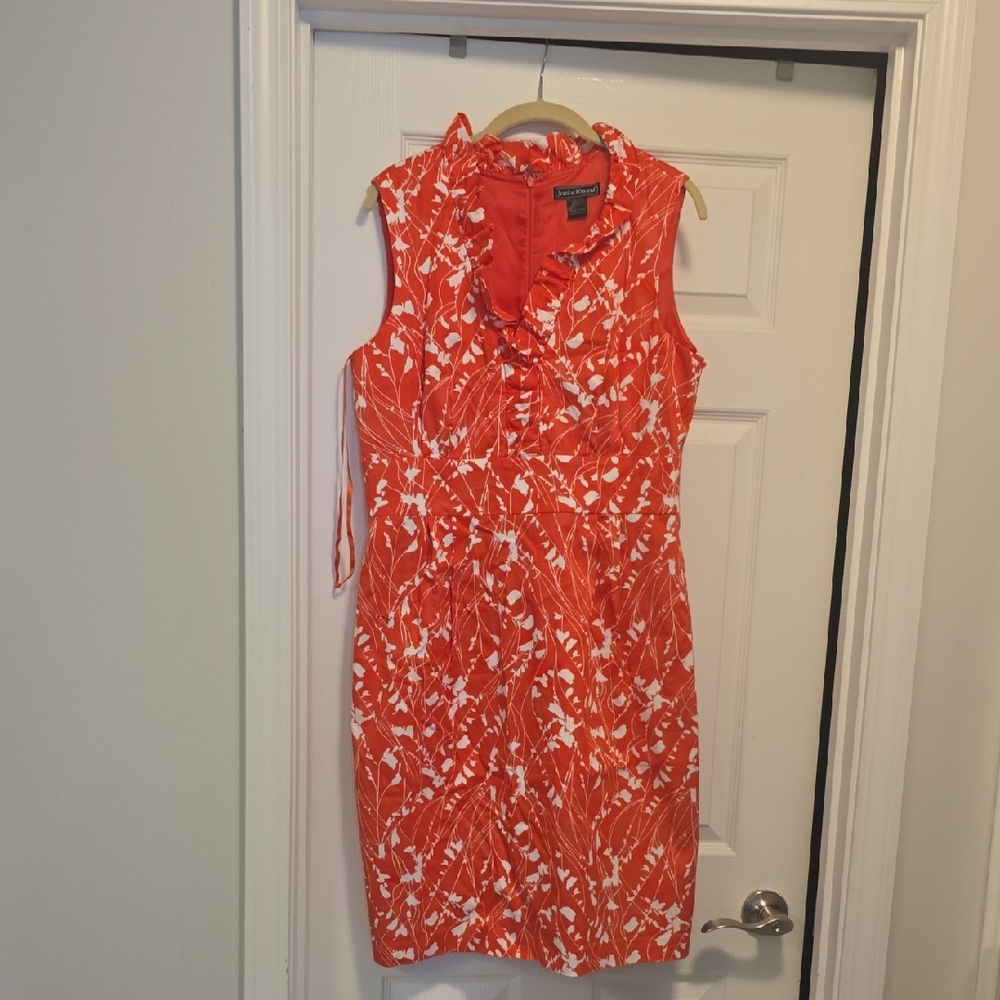 Jessica Howard Women's Orangish Red Floral Midi Dress